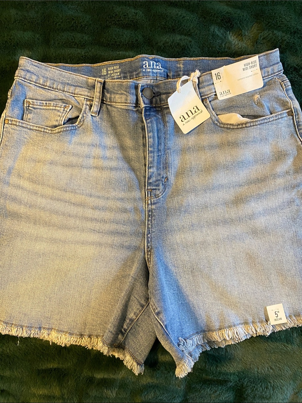 a.n.a Light Wash High Rise Denim Shorts with Frayed Hem